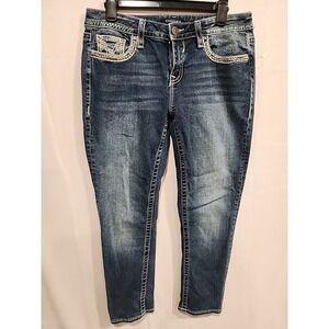 Vigoss Capris Womens S10 L25 Heritage‎ Fit, Blue Jean 5 Pocket Stitched